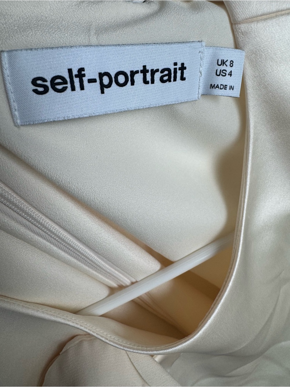 Self-Portrait Cream Satin Floral Applique Dress - Picture 2 of 10